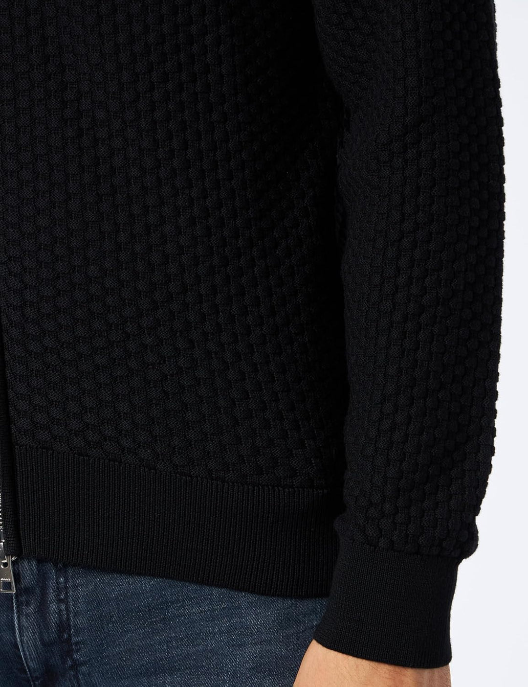GANT Herren Casual Cotton Zip Cardigan Strickjacke M Schwarz, M Schwarz