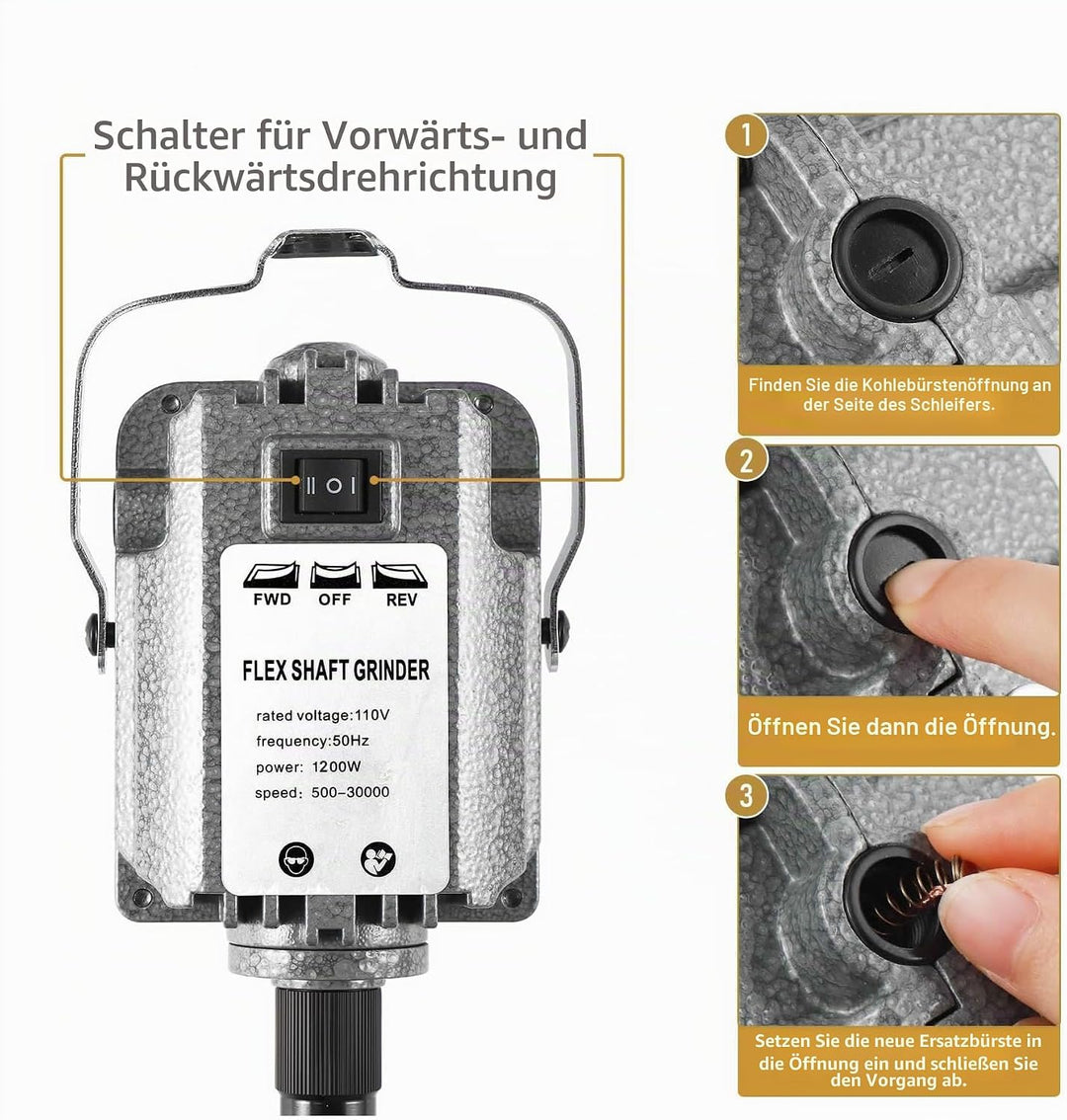 NArra Rotationswerkzeug1200W für Flex Shaft Elektrische hängende Schleifmaschine mit Vorwärts- und R