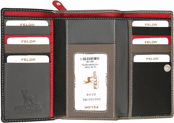 Felda - Damen Geldbörse aus weichem Echtleder - Kartenfächer & RFID-Schutz - in Geschenkschachtel -