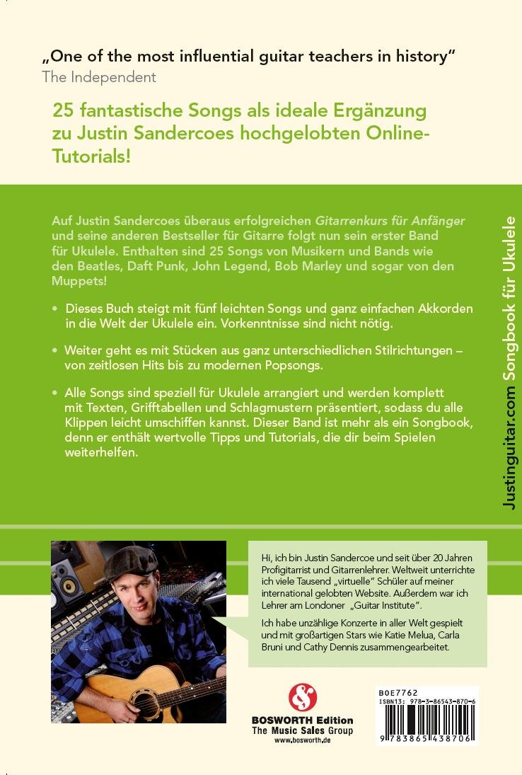 Justinguitar.com Ukulele: Noten, Sammelband für Ukulele: 25 grossartige Songs für die Ukulele mit Ti