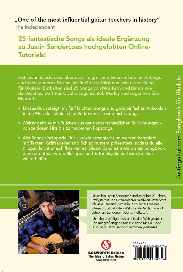 Justinguitar.com Ukulele: Noten, Sammelband für Ukulele: 25 grossartige Songs für die Ukulele mit Ti