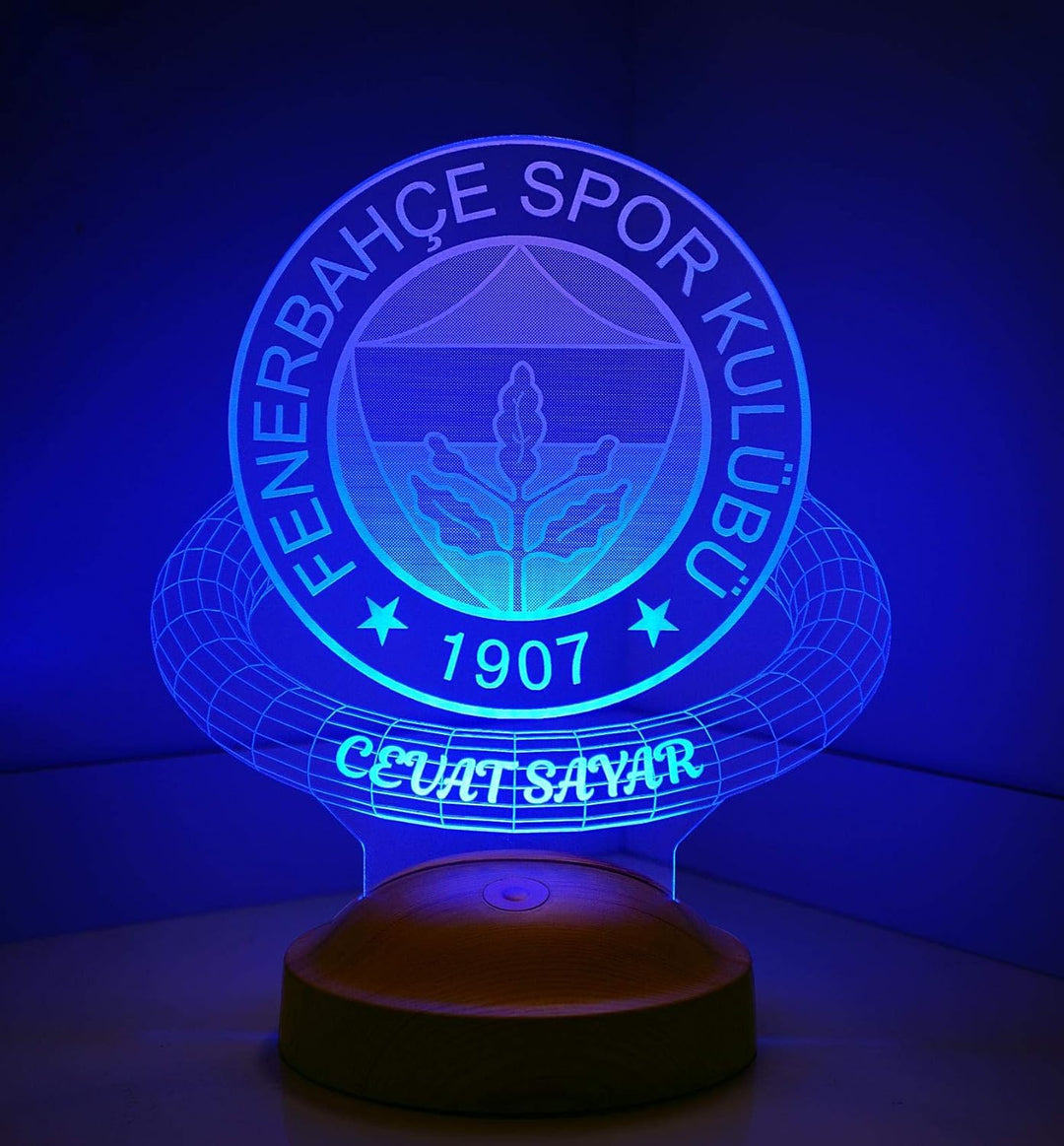 Sentidos Fanartikel Personalisierte 3D Led Lampe Geburtstagsgeschenk Wunschtext mit Gravur Fussball