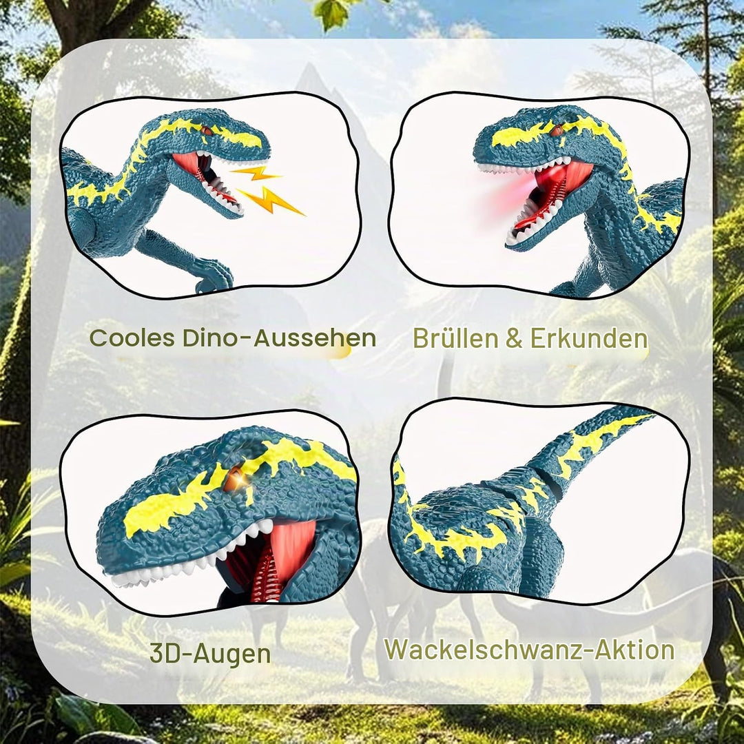 Fernsteuerungs-Dinosaurier für Kinder ab 3, 2,4 GHz RC-Dino mit 3D-Augen &amp; 3 Geräuschen, interaktive