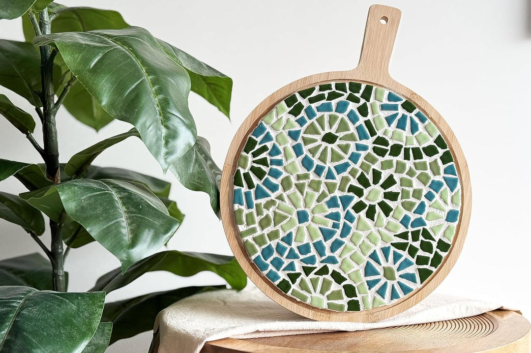 Little Creations mosaik Servierbrett Rund | DIY Bastelset Erwachsene | Gestalte deine eigene Servier