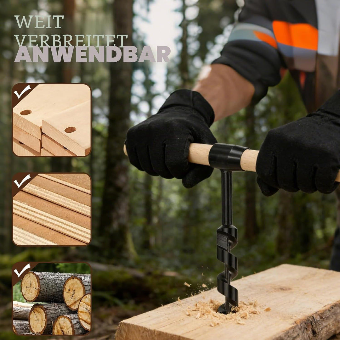 CISSIYOG Holzbohrer Manuell Bushcraft, Bushcraft Bohrer Überlebensausrüstung mit Manueller Schrauben