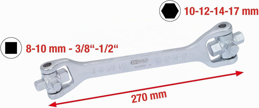 KS Tools 150.9302 8 in 1 Öldienst-Schlüssel, 270 mm