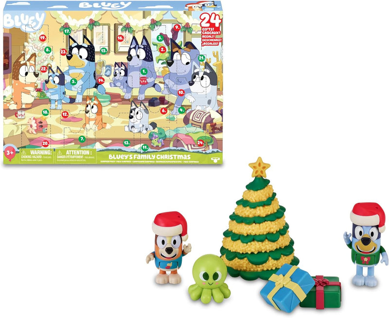 Bluey - Adventskalender mit 24 Teilen, inkl. Figuren aus der Serie und Zubehör, für Jungen und Mädch