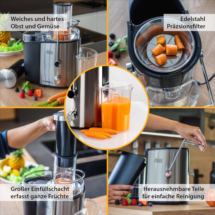TZS First Austria Gemüse & Obst Entsafter, elektrische Saftpresse, mit 2 Geschwindigkeitsstufen & Dr