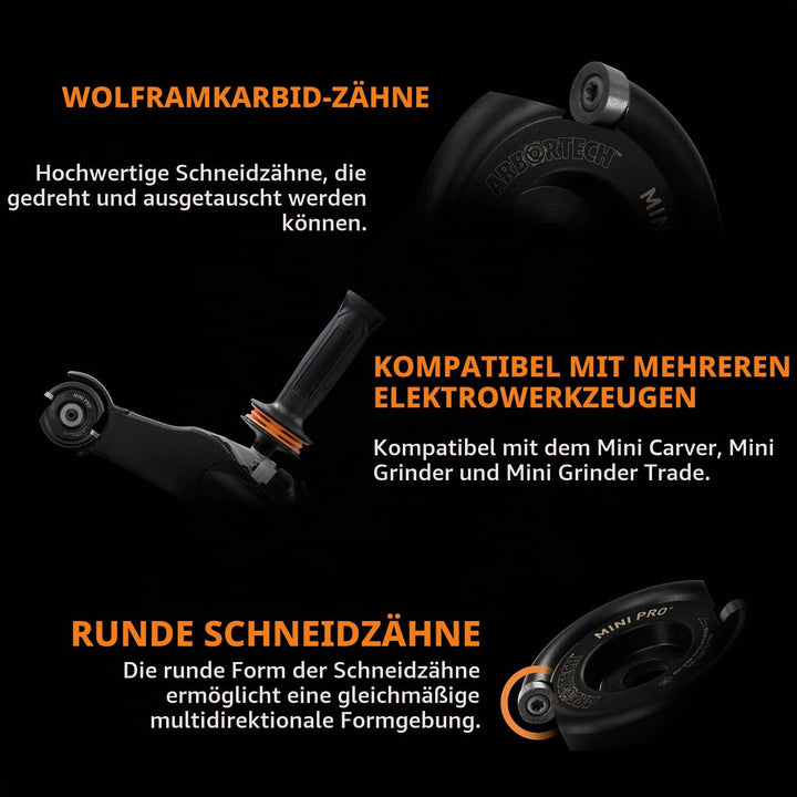 ARBORTECH Mini TURBO | Ø 50 mm Hartmetall Frässcheibe für Winkelschleifer zur Holzbearbeitung | MIN.