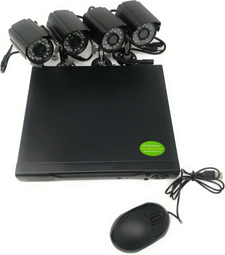TEMPO DI SALDI Kit Videoüberwachung 4 Kanäle Infrarotkameras DVR Netzteil Verlängerungskabel