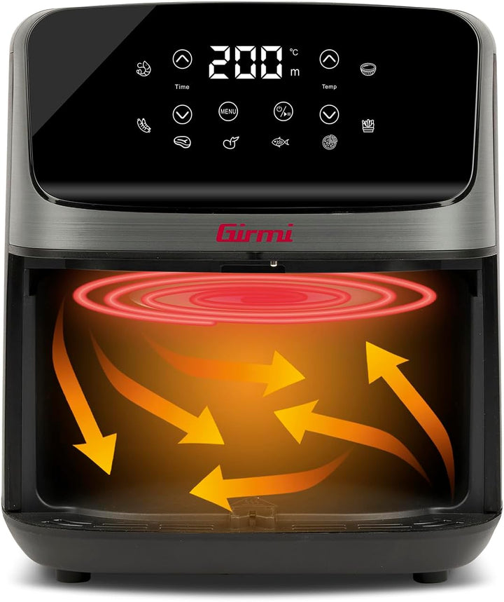 Girmi FG27 "Ecofrit Lite" Heissluftfritteuse, 4,2 Liter, 1400 W, Digitalanzeige, 8 Programme, Timer,