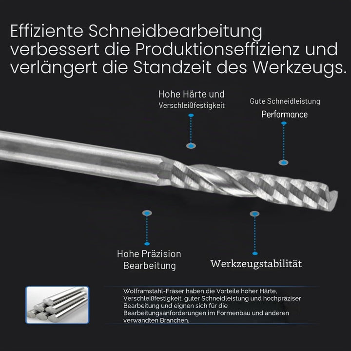 Spiralnutfräser 4mm, 10 Stück CNC Fräser Holzfräser, Wolframkarbid Einzel Flöte Schaftfräser Router