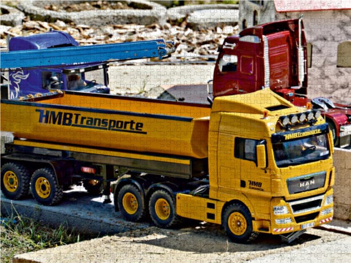 CALVENDO Puzzle Man LKW gelb 1000 Teile Lege-Grösse 64 x 48 cm Foto-Puzzle Bild von Günther Geiger