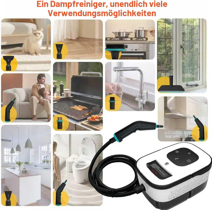 Dampfreiniger Handgerät, 6-Gang Steam Cleaner mit Grossem Tank & 10 Zubehör, 10s Schnellheizungs Han