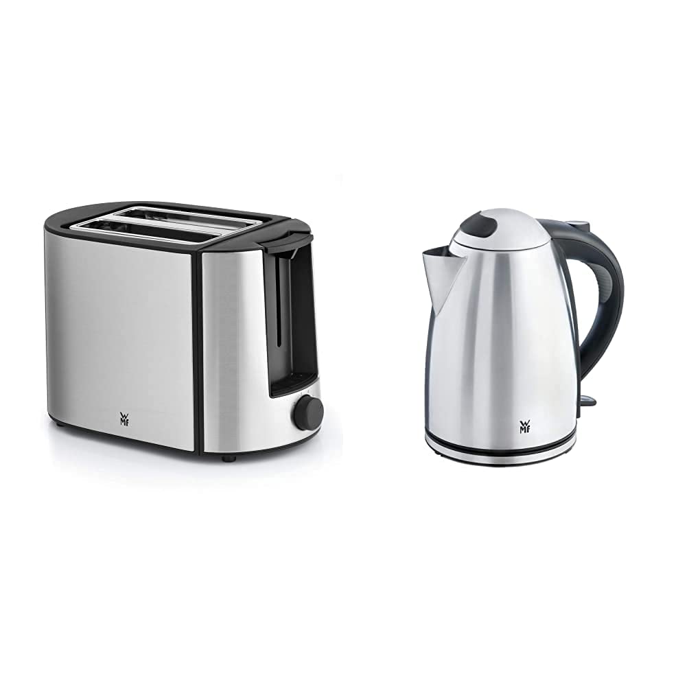 WMF Bueno Pro Toaster Edelstahl, Doppelschlitz Toaster mit Brötchenaufsatz, 870W & Stelio Wasserkoch
