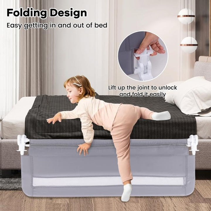 LIFEZEAL Sicherheitsgitter für Kinder, Bettgitter Baby 120 x 42 cm, Tragbares Kinderbettgitter Rausf