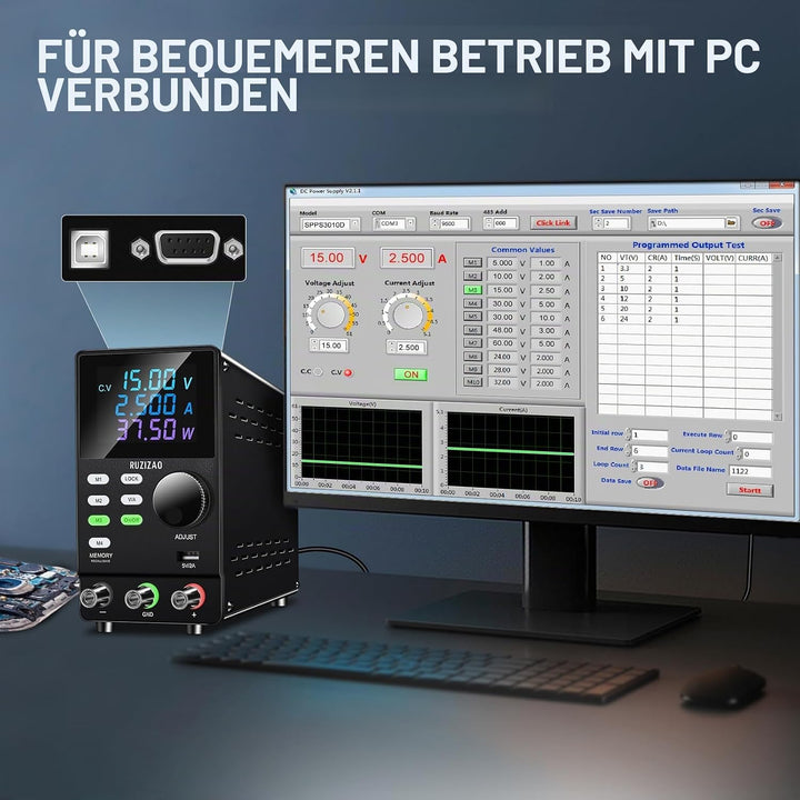 RUZIZAO Labornetzteil 300V 1A Labornetzgerät Programmierbares, einstellbares, geregeltes Labornetzte