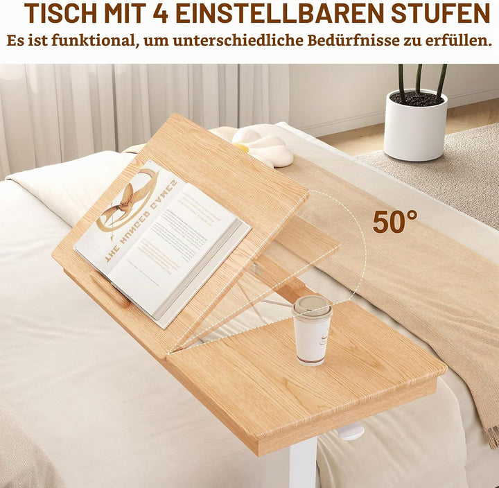 YQJJGL Massivholz-Beistelltisch mit Rollen, mobiler Stehtisch, 80 × 40 cm grosse Tischplatte, verste