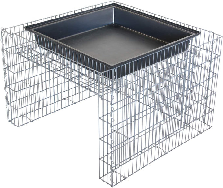 bellissa - Zink-Aluminium, Gabionen Mähroboter-Garage - 97296 - Bepflanzbare Rasenmäher-Garage mit P