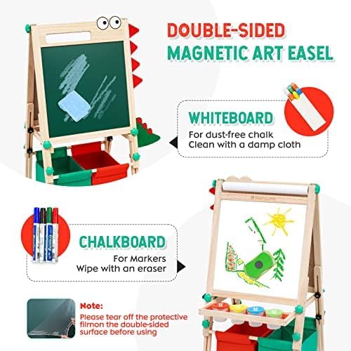 Kinder Staffelei mit Papierrolle Malen Doppelseitiges Whiteboard und Kreidetafel, Tafel Kinder mit Z