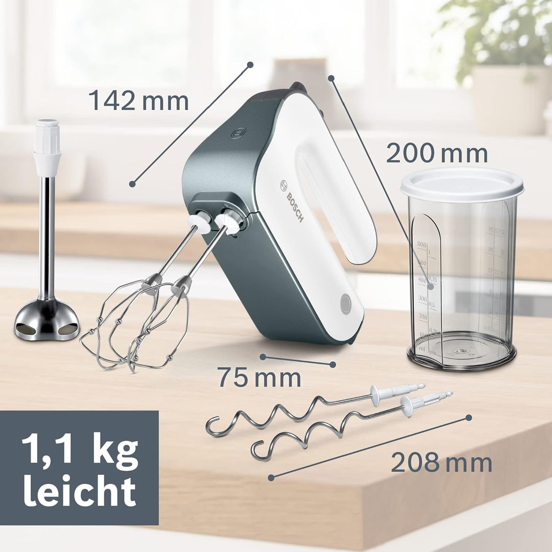 Bosch Handrührer Styline MFQ49700, 5 Stufen, 2 Edelstahl Rührbesen- und Knethaken, Spiralkabel, Mixs