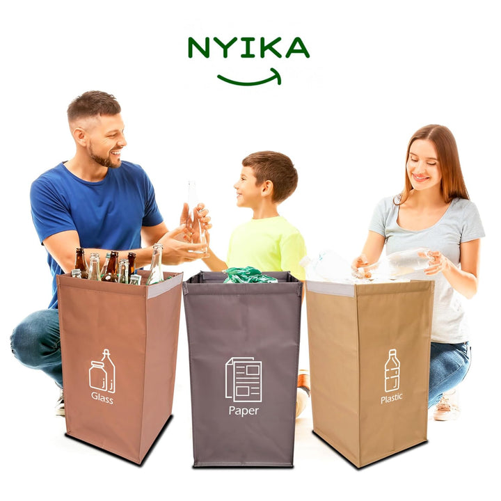 NYIKA - Mülltrennsystem 3fach - Recycling System - Mülltrennsystem - Altpapier Sammler - Mülltrennun