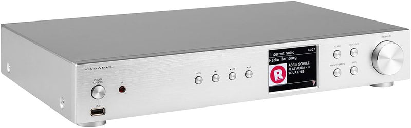 VR-Radio Receiver: Digitaler WLAN-HiFi-Tuner, Internetradio, DAB+, Bluetooth, Silber (HiFi Receiver,