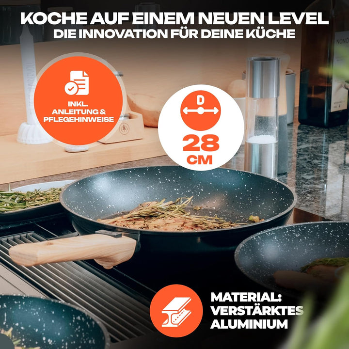 Pfanne Bratpfanne 28 cm [Abnehmbarer Griff] Antihaft beschichtete Pfanne Induktion, PFOA-Frei Indukt