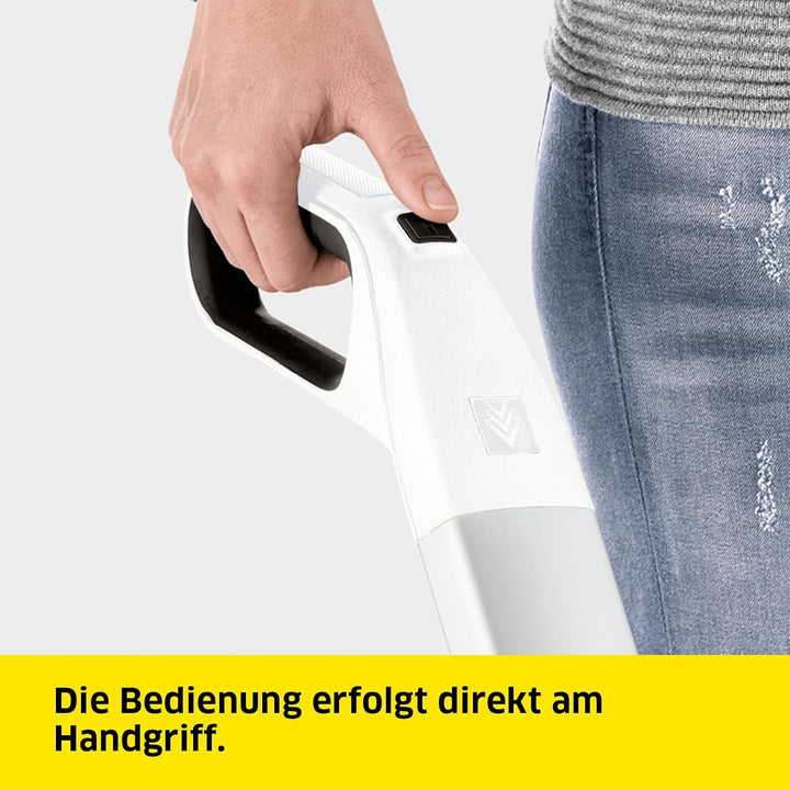 Kärcher Elektrischer Wischmopp EWM 2, kabelloser Bodenreiniger mit 2 rotierenden Mikrofaserwalzen, A