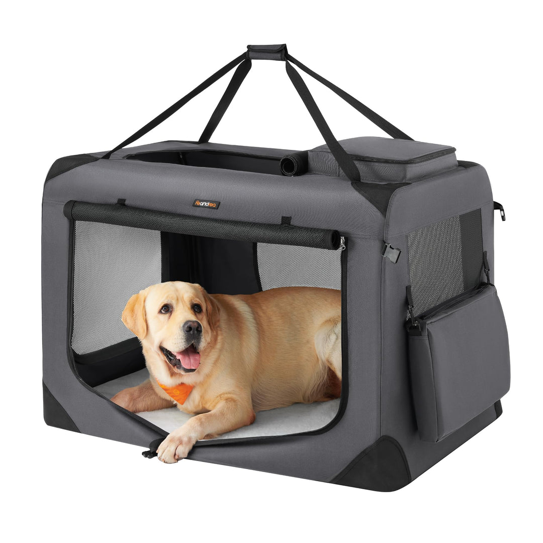 Feandrea Hundebox faltbar, Transportbox Hund, XXXL, Hundetasche, Oxford-Gewebe, Netzstoff, atmungsak
