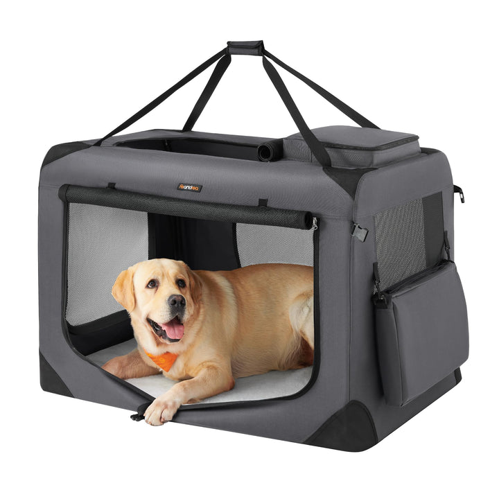 Feandrea Hundebox faltbar, Transportbox Hund, XXXL, Hundetasche, Oxford-Gewebe, Netzstoff, atmungsak