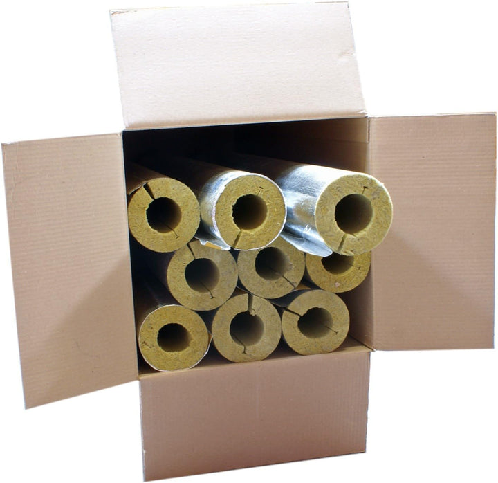 Karton 9m Steinwolle Rohrschale alukaschiert 42 mm x 44 mm 100% EnEV Mineralwolle Rohrisolierung Ste