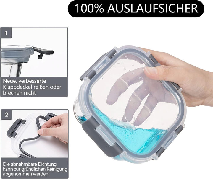 Vorratsbehälterset aus Glas, Glas-Frischhaltedosen,Aufbewahrungsbehälter für Küche und Restaurant mi