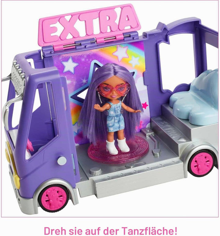 Barbie Extra Mini Minis, Extra Mini Minis Barbie Puppe mit Extra Sparkle Tour Bus Van, inkl. Barbie