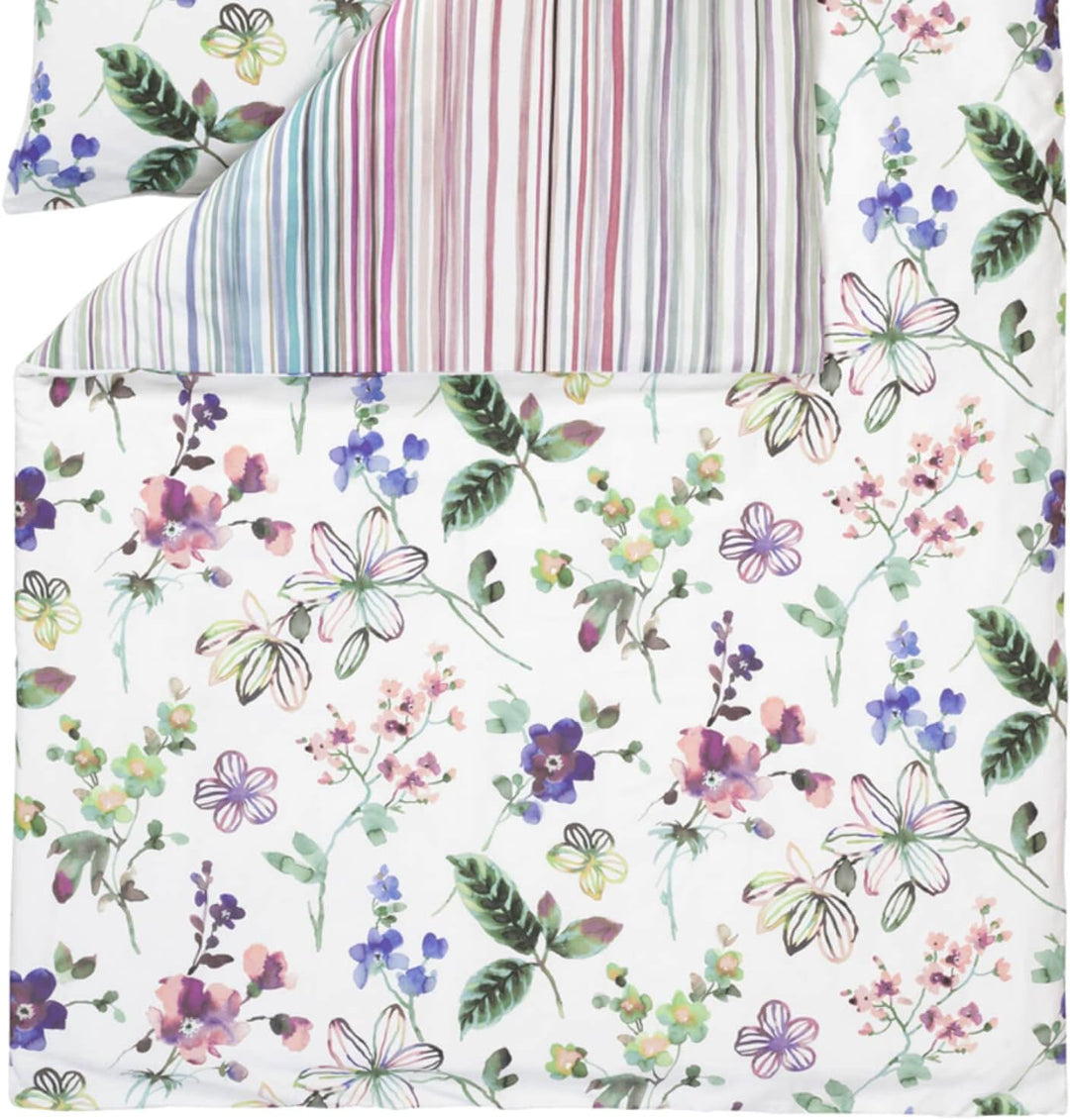 ESTELLA Mako-Satin Bettwäsche Lily Multicolor 1 Bettbezug 155 x 220 cm + 1 Kissenbezug 80 x 80 cm, 1
