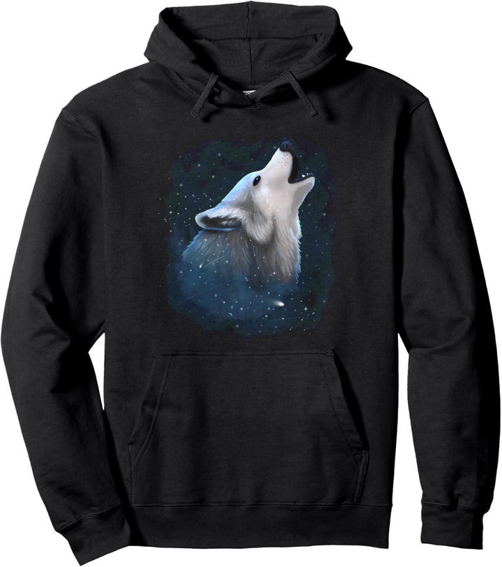 Wolf Cosmic Galaxy Celestial Outer Space Astronomy Pullover Hoodie
