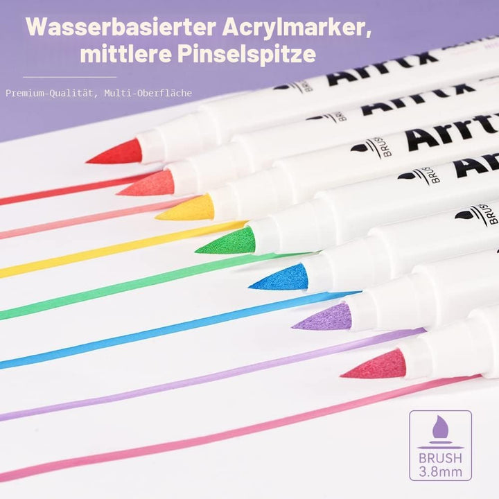 Arrtx Acrylstifte für Steine Bemalen, 30 Farben Acrylstifte Marker Pinsel Spitze, Permanent Acrylmar