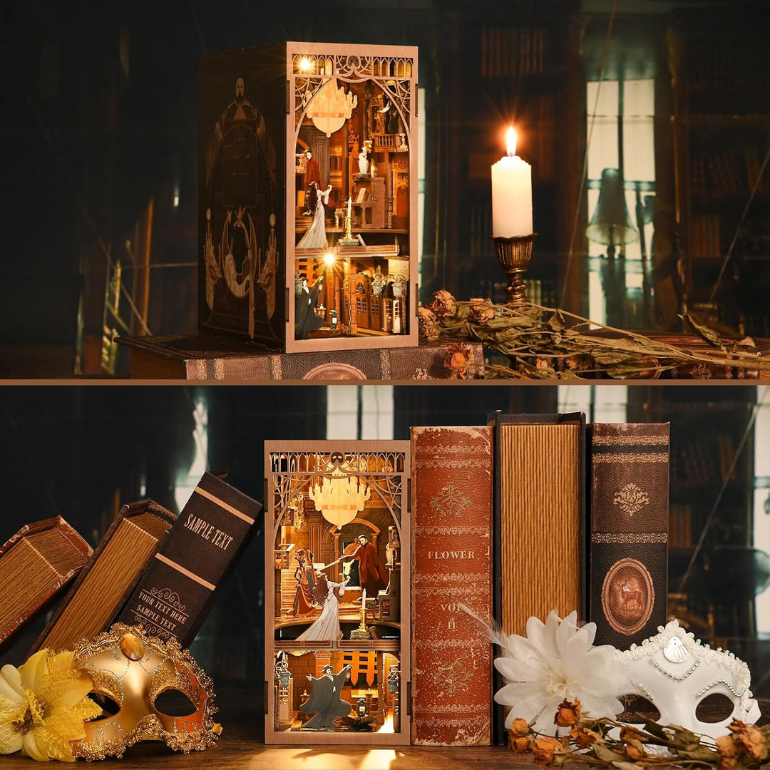 Book Nook Kit Buchstützen DIY Miniatur Haus 3D Puzzles Holz Book Nook für Erwachsene Modellbausatz W
