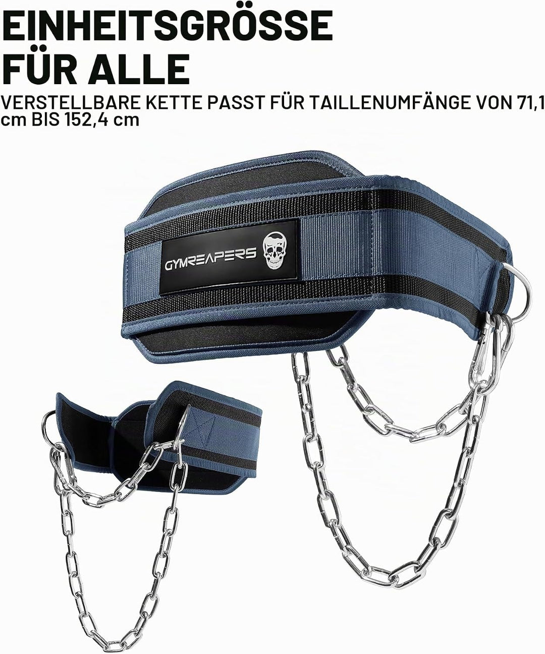 Gymreapers Dip-Gürtel mit Kette für Gewichtheben, Klimmzüge, Dips – robuste Stahlkette für zusätzlic