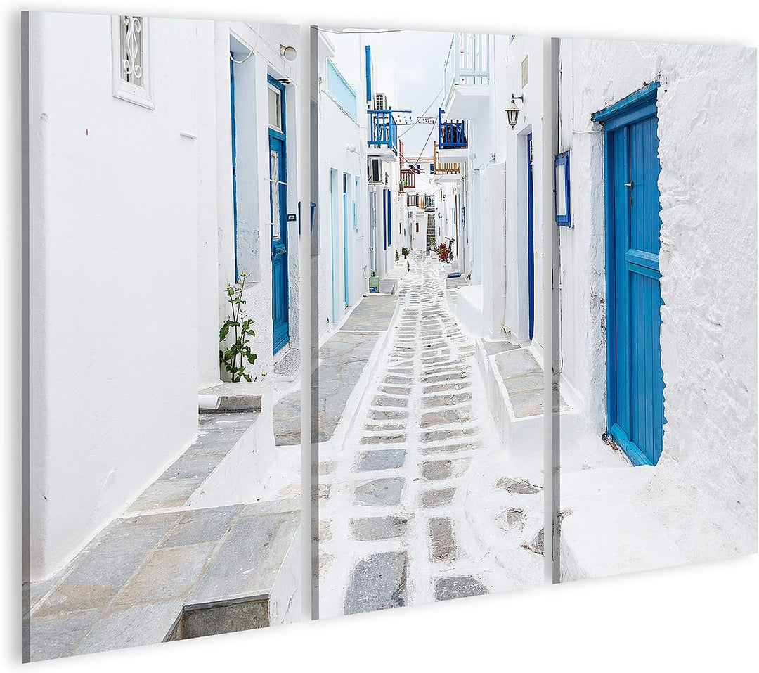 islandburner Bild auf Leinwand Mykonos Strassenansicht Griechenland Bilder Wandbilder Poster Leinwan