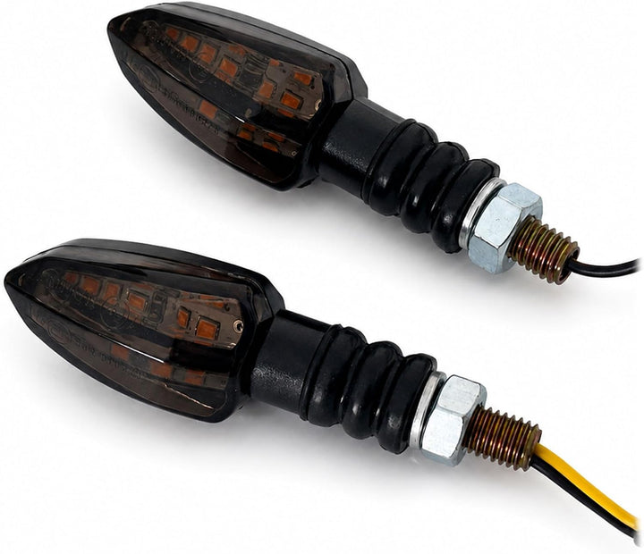 Germany Motorsports LED Motorrad Mini Blinker Wizzard Schwarz kurz universal 12V e-geprüft vorn hint