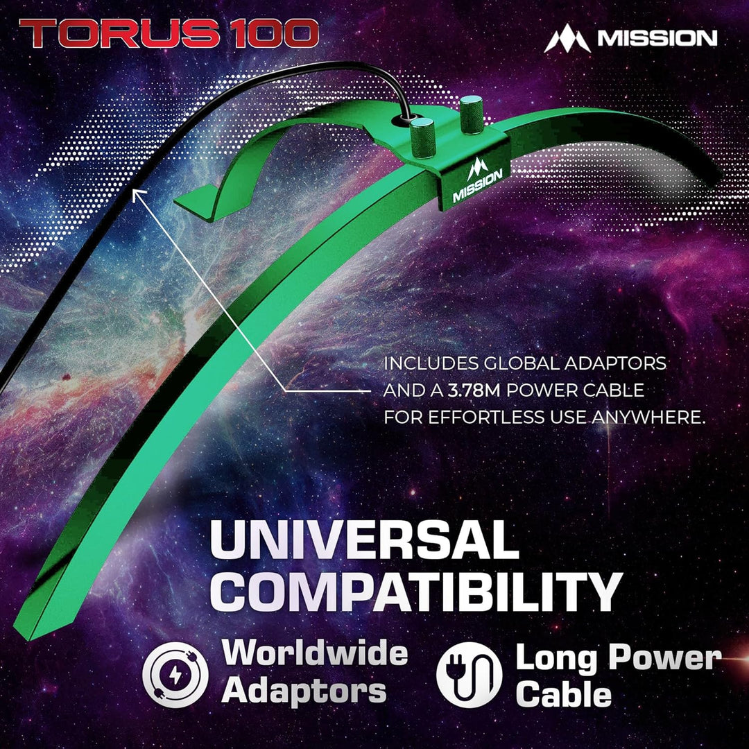 Mission Darts TOR100 Torus 100 | Dartscheibe LED klappbar tragbar Dartscheibe Reise Beleuchtungssyst