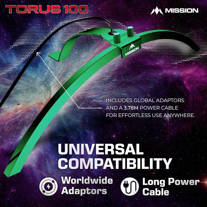 Mission Darts TOR100 Torus 100 | Dartscheibe LED klappbar tragbar Dartscheibe Reise Beleuchtungssyst