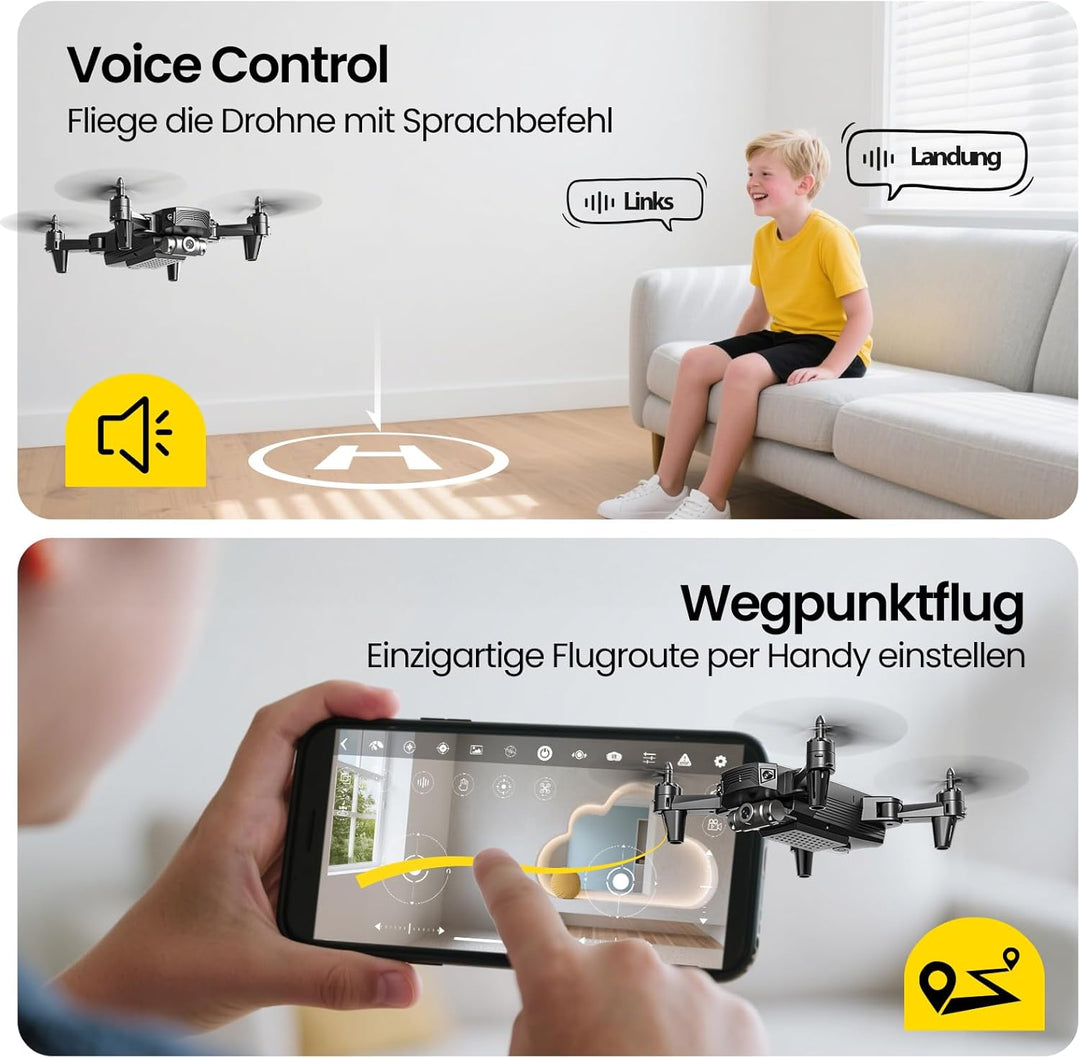 DEERC D20 Mini Drohne für Kinder mit 1080P Kamera, faltbarer RC Quadcopter mit FPV Live-Übertragung,
