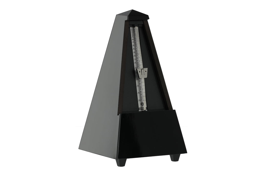 Wittner Metronom 816 Holzgehäuse mit Glocke Taktell Pyramidenform schwarz hochglanz, schwarz hochgla
