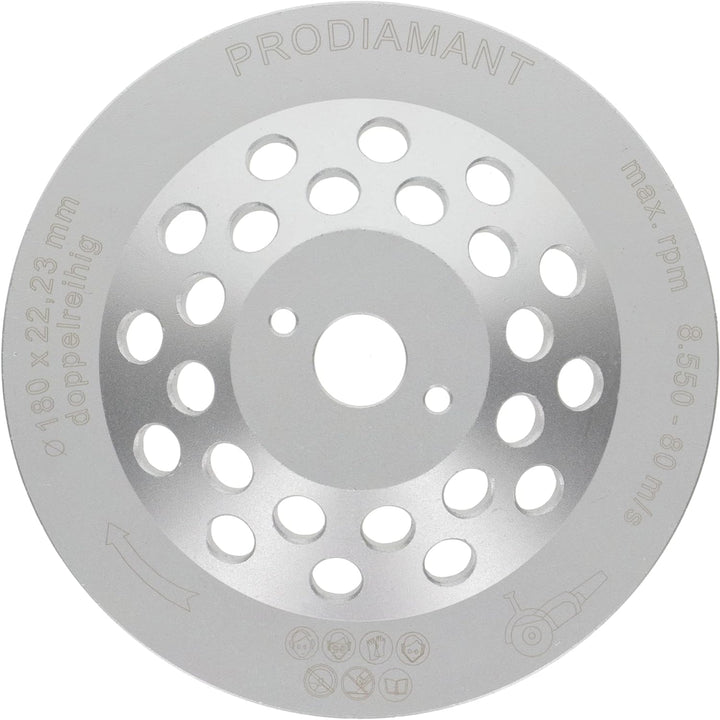 PRODIAMANT Diamant-Schleiftopf 180mm Beton universal 180 mm x 22,2 mm Schleifteller doppelreihig Bau