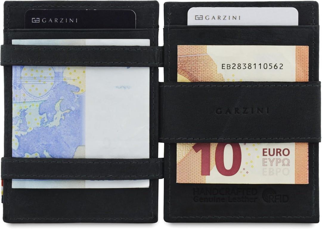 GARZINI Magic Wallet, RFID Geldbeutel für Herren aus echtem Leder für 7 Karten und Münzfach, Mini Ge