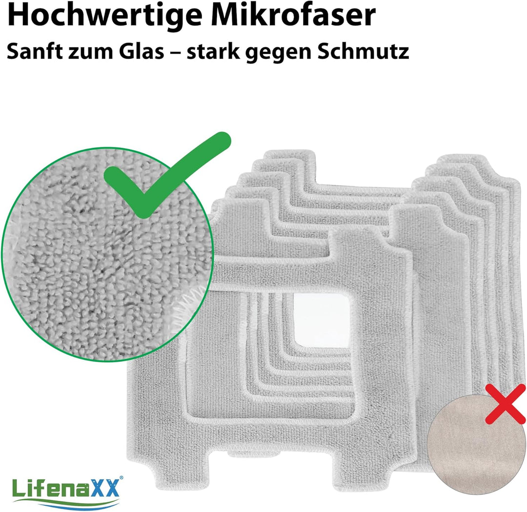 Lifenaxx Ersatz-Wischtücher (6 Stück) für LX-047 Fensterreinigungsroboter – Original Mikrofaser-Rein