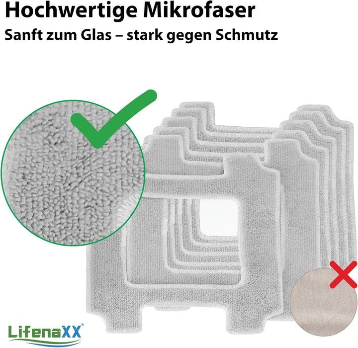 Lifenaxx Ersatz-Wischtücher (6 Stück) für LX-047 Fensterreinigungsroboter – Original Mikrofaser-Rein