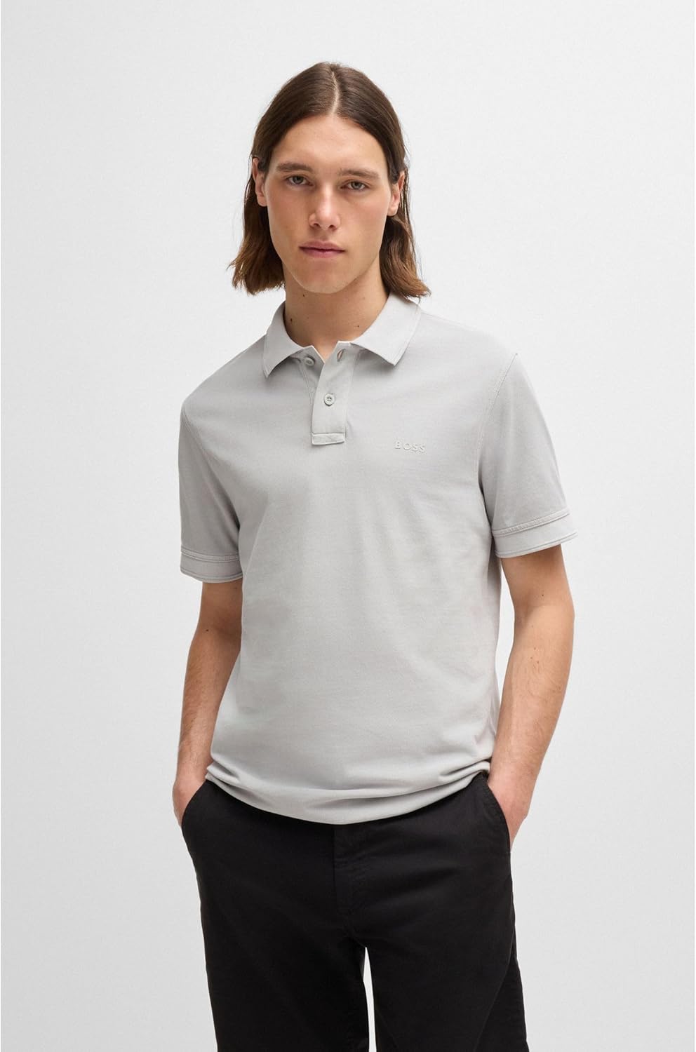 BOSS Herren Prime Polohemd S Silver 043, S Silver 043